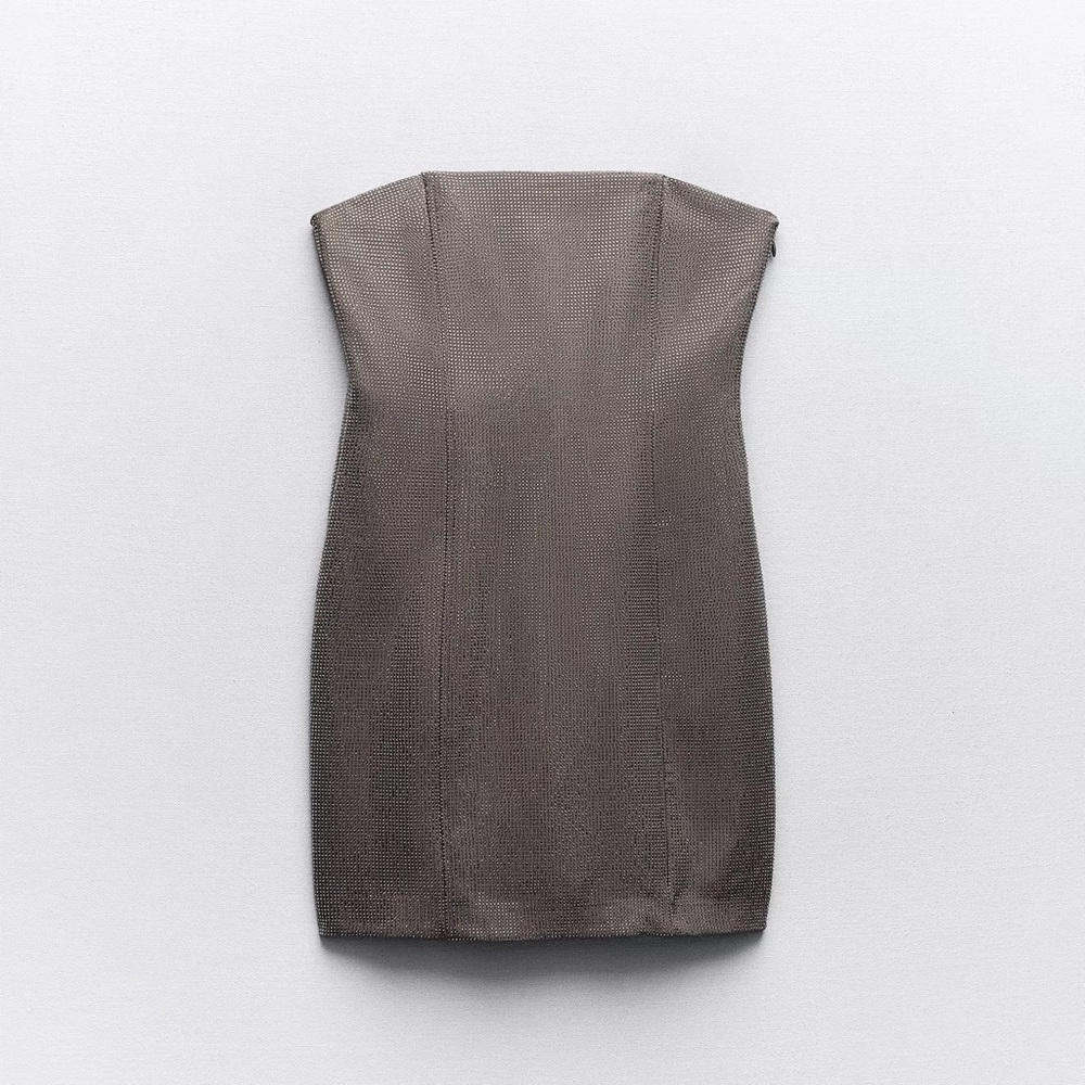 Zara RHINESTONE STRAPLESS DRESS - Picture 4 of 7